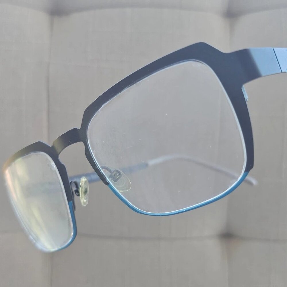 SEE Ladies Eyeglasses Frame Gray/Blue Tone Metal Glasses Eye Wear Made Italy